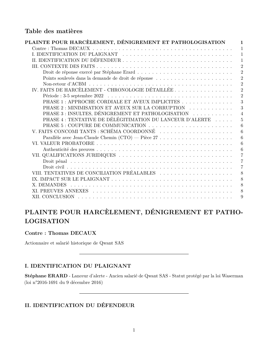 Plainte Thomas Decaux - page 1 sur 9